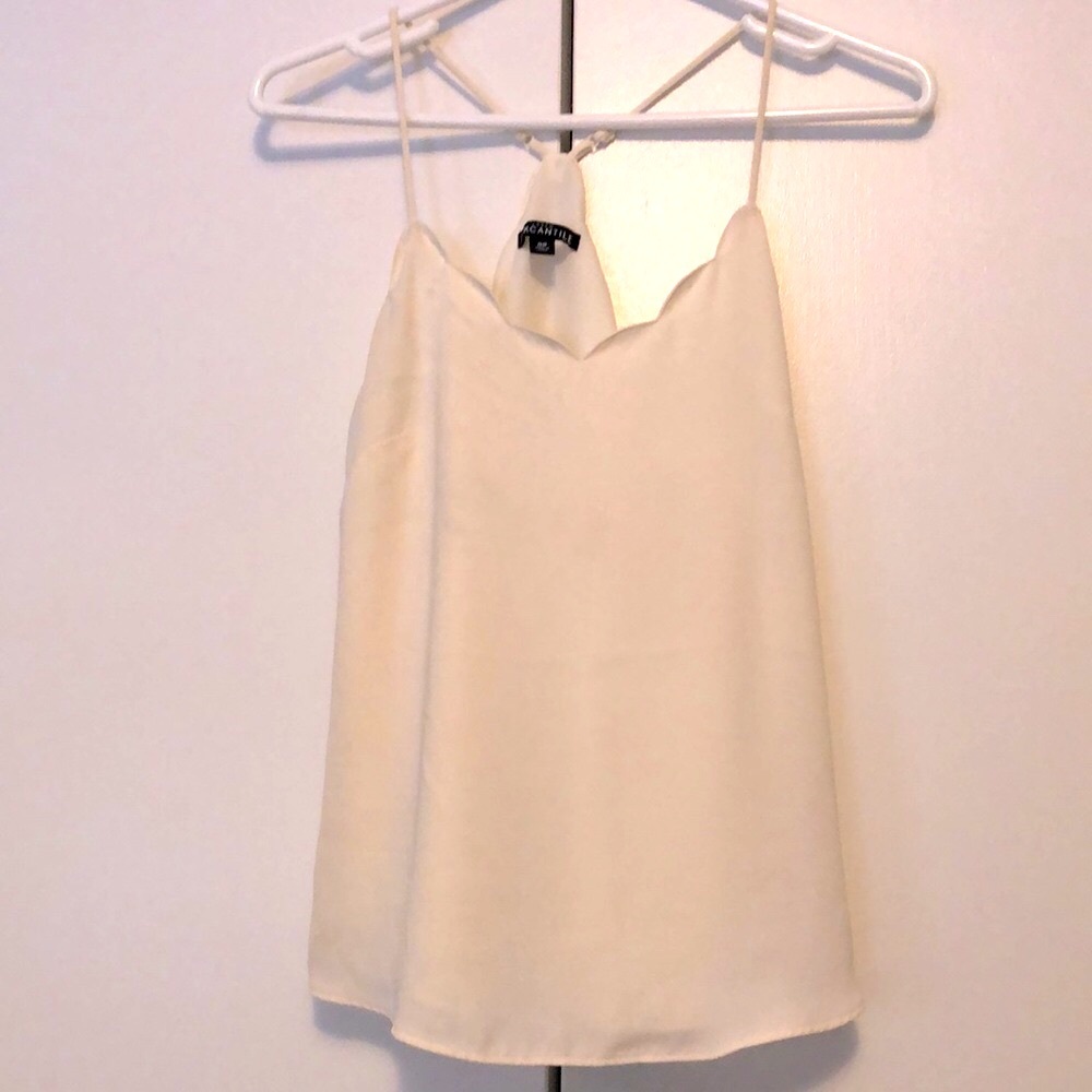 J. Crew Mercantile Cami with stunning scalloped neckline in ecru, size 00.